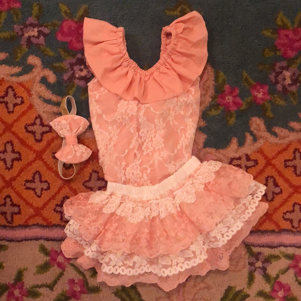 Lace ruffled 2 piece Birthday Girl outfit